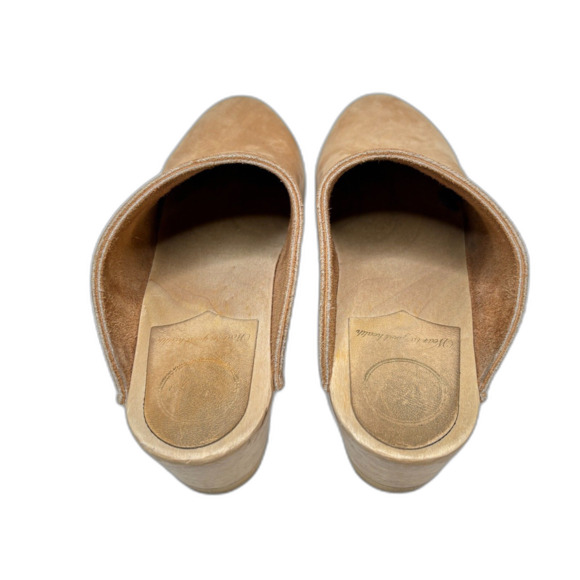 WEAR IN GOOD HEALTH Tan Suede Wood Clogs Womens Size EU 40/US 8-8.5 - Picture 4 of 8